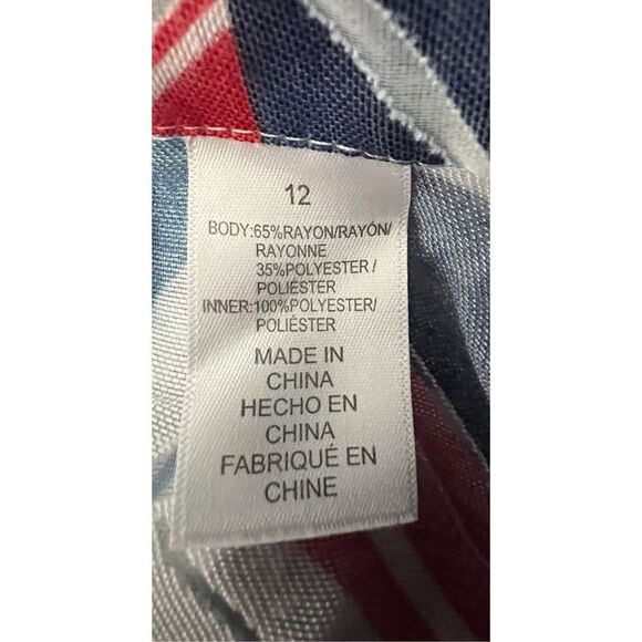 Alfred Dunner Red White and Blue Lightweight Half Sleeve Button Up Blouse - Picture 4 of 4